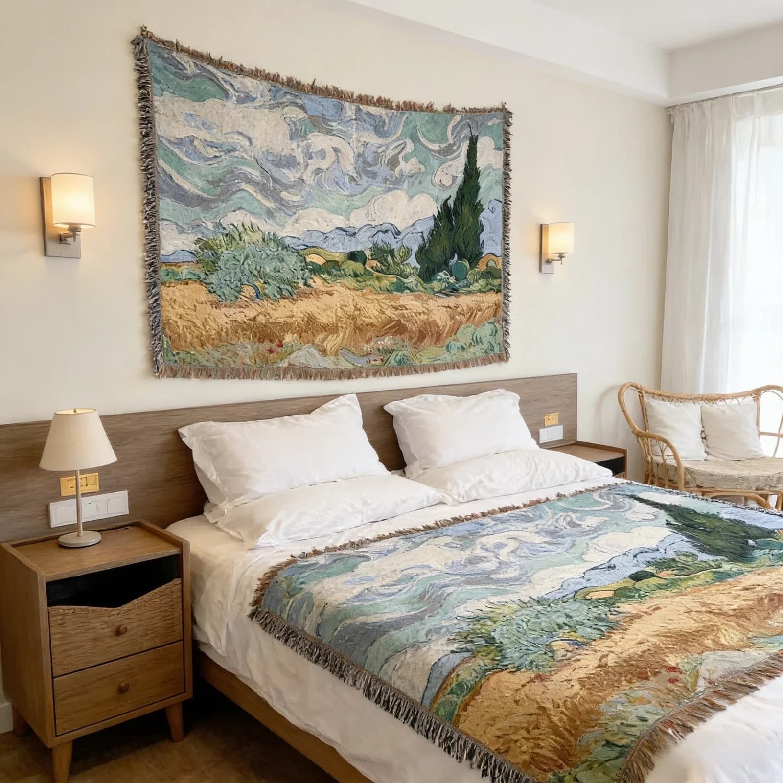 Υφαντή Κουβέρτα Ταπισερί Στυλ Van Gogh για Καναπέ & Τοίχο