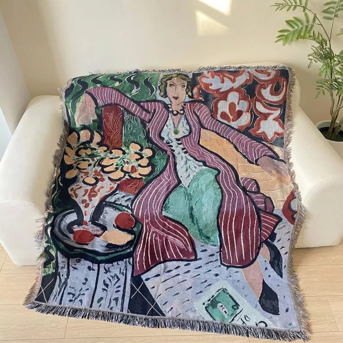 Υφασμένη Κουβέρτα Ταπισερί Στυλ Matisse για Διακόσμηση Τοίχου