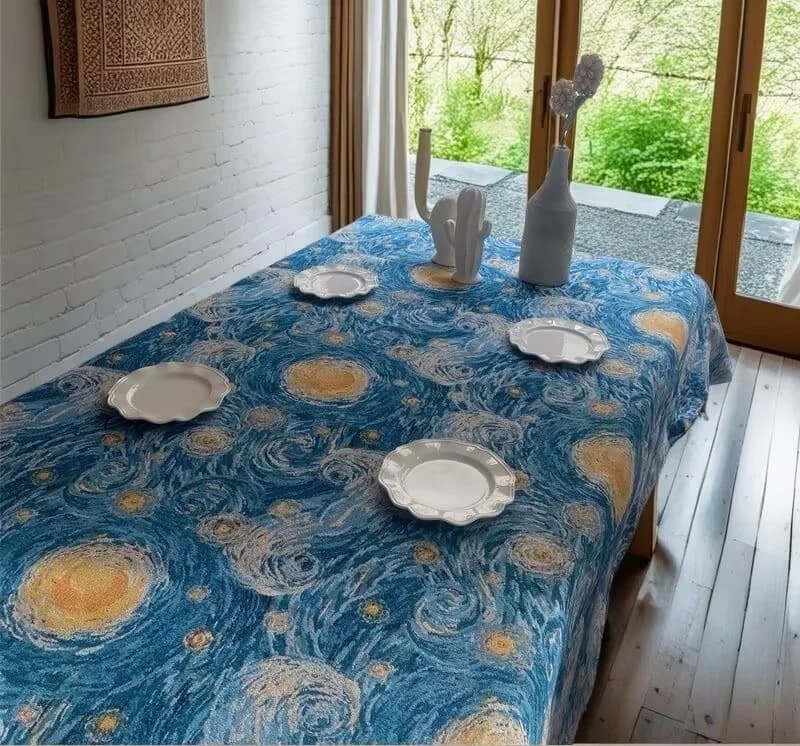 Ορθογώνιο Τραπεζομάντιλο Starry Night, Διακοσμητικό Κάλυμμα από Μίξη Βαμβακιού