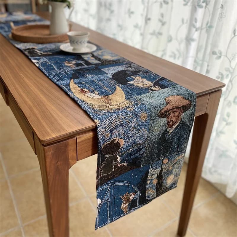 Διακοσμητικό Τραπεζιού Στυλ Van Gogh από Μίγμα Βαμβακιού και Λινού
