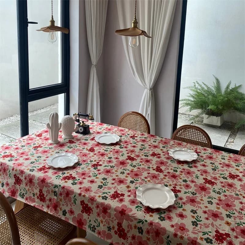 Ροζ Ζακάρ Τραπεζομάντηλο Βαμβακερό Ορθογώνιο Διακοσμητικό