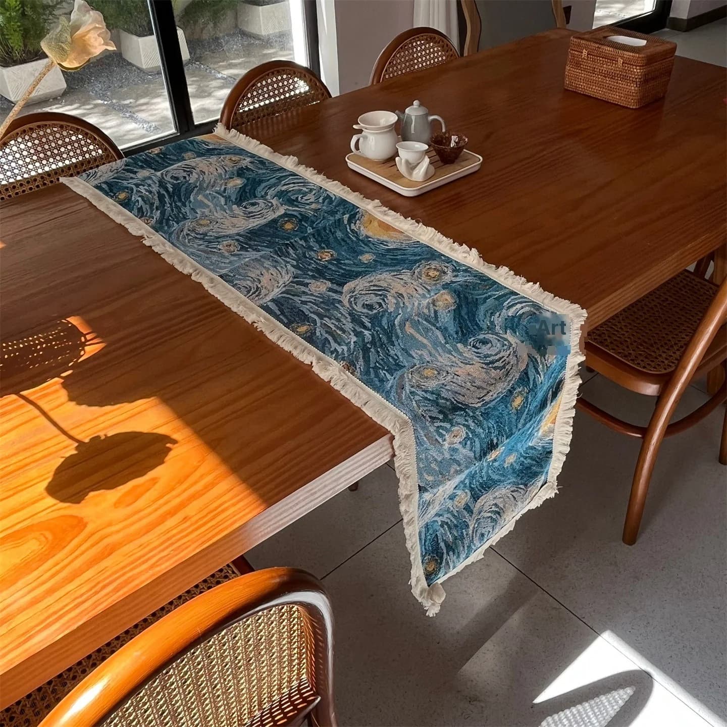 Διακοσμητικό Τραπεζομάντιλο Στυλ Van Gogh Starry Night, Βαμβακερή Ανάμιξη