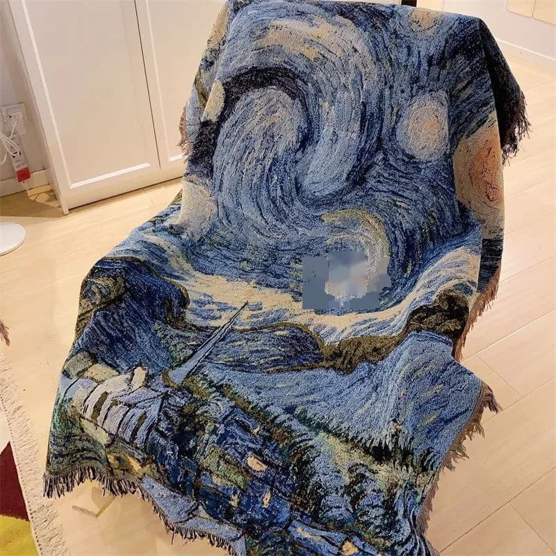 Κουβέρτα Καναπέ Van Gogh Starry Night Μείγμα Βαμβακιού Διακοσμητικό Κάλυμμα