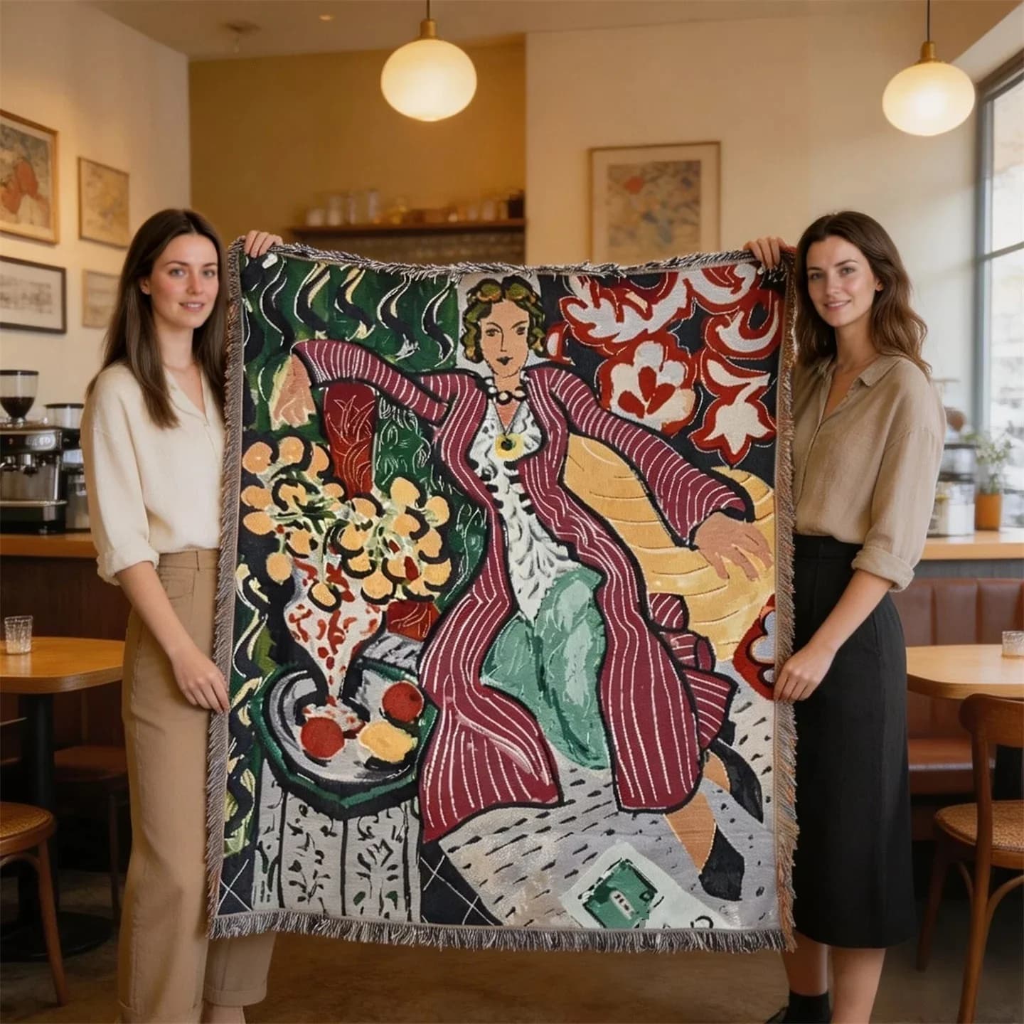 Υφασμένη Κουβέρτα Ταπισερί Στυλ Matisse για Διακόσμηση Τοίχου