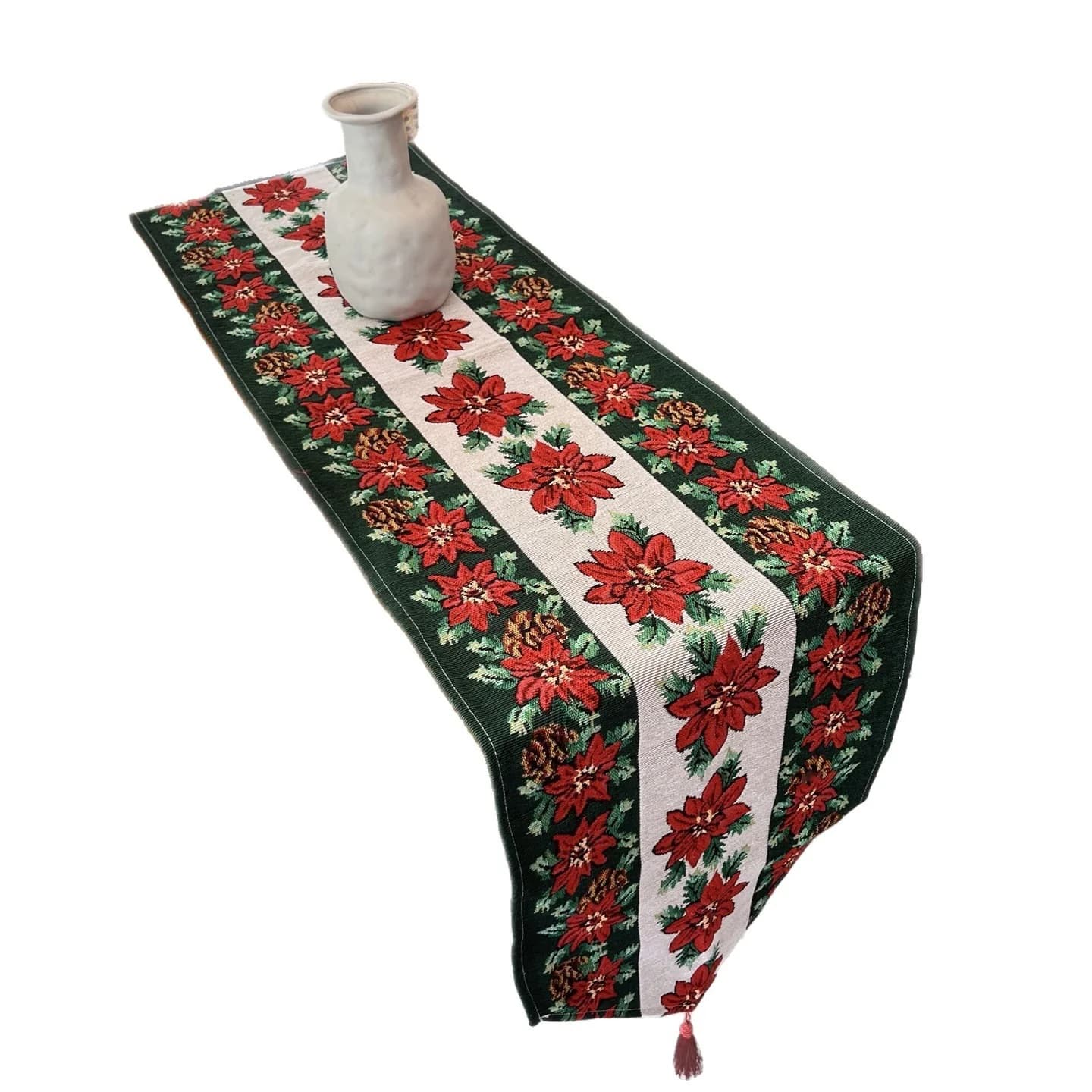 Χριστουγεννιάτικο Τραπέζι Ράνερ Κόκκινο Floral Διακόσμηση Εορτών