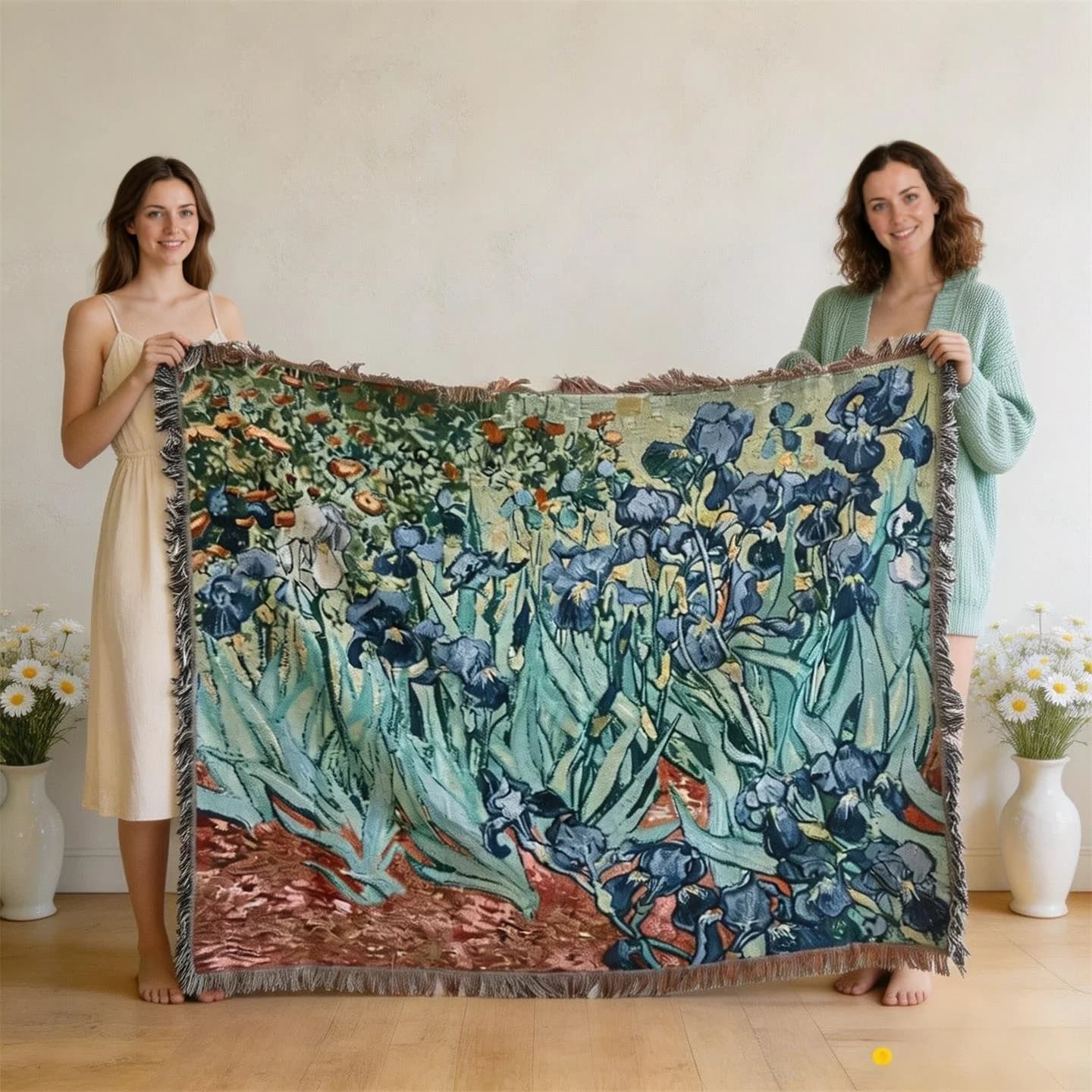 Ριχτάρι Ταπισερί Στυλ Van Gogh Βαμβακερό Μείγμα Κάλυμμα Καναπέ