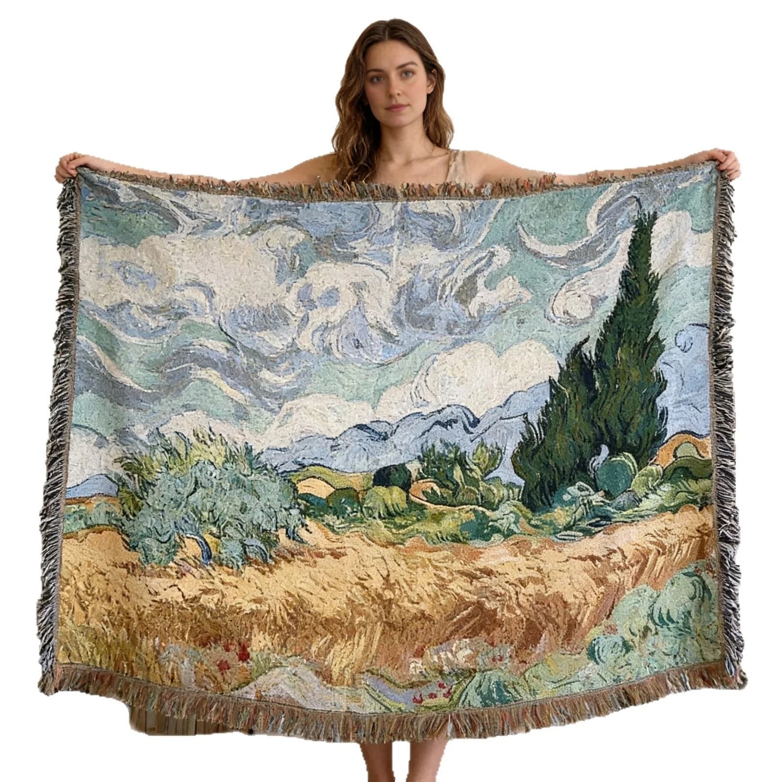 Υφαντή Κουβέρτα Ταπισερί Στυλ Van Gogh για Καναπέ & Τοίχο