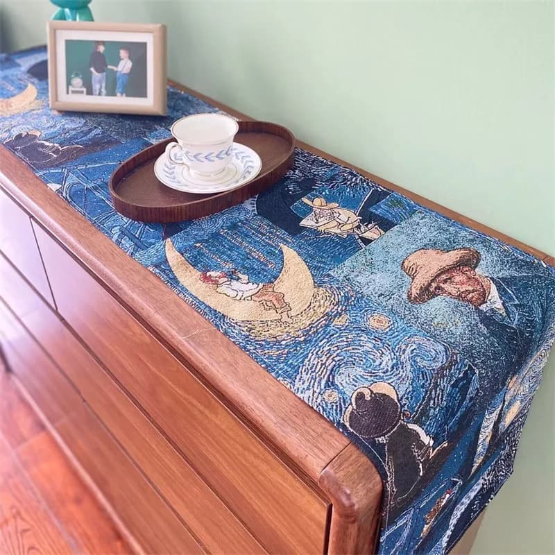 Τραπεζομάντηλο Στυλ Van Gogh Βαμβακερό Λινό Μείγμα
