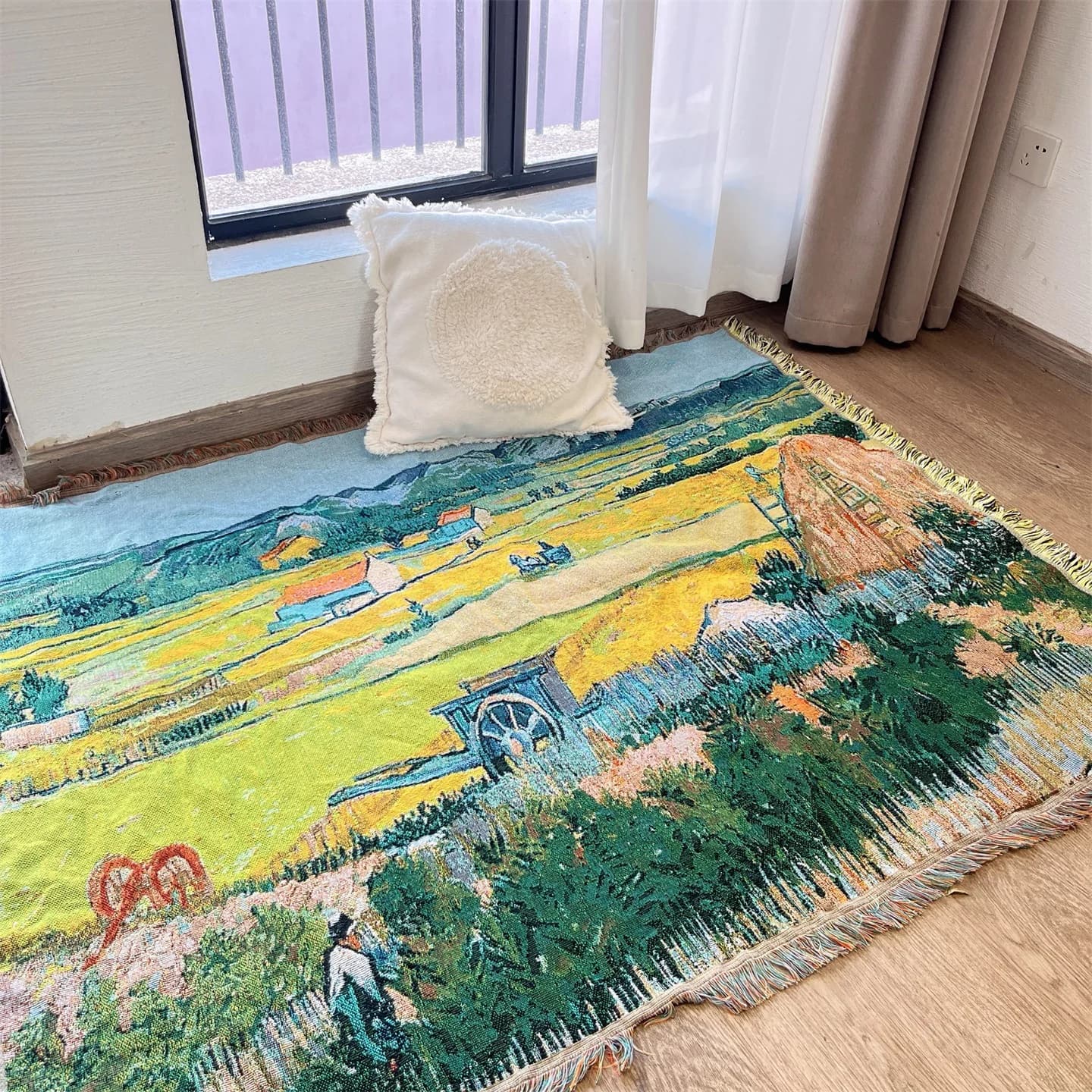 Υφασμένο Ριχτάρι Στυλ Van Gogh για Καναπέ, Κρεβάτι & Διακόσμηση Τοίχου 130x160cm